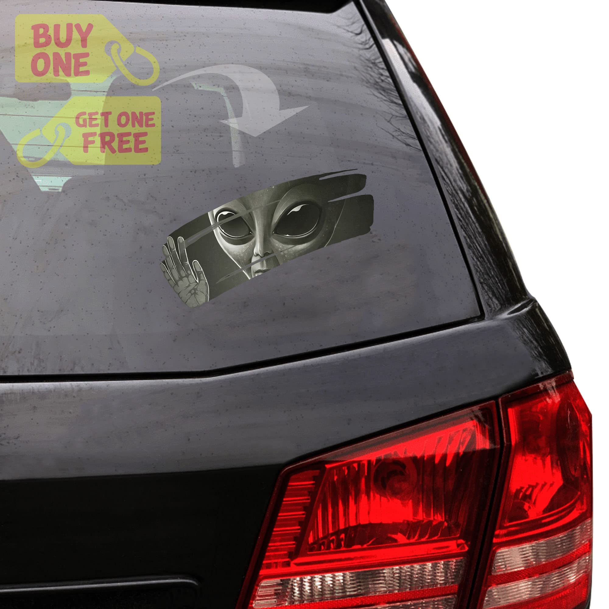Alien Decal Sticker for Cars - Super Cute Vinyl Stickers for Van, Truck & SUV - Fun Gifts for Men & Women - Perfect for Car Decoration, Laptop & Water Bottle Customization