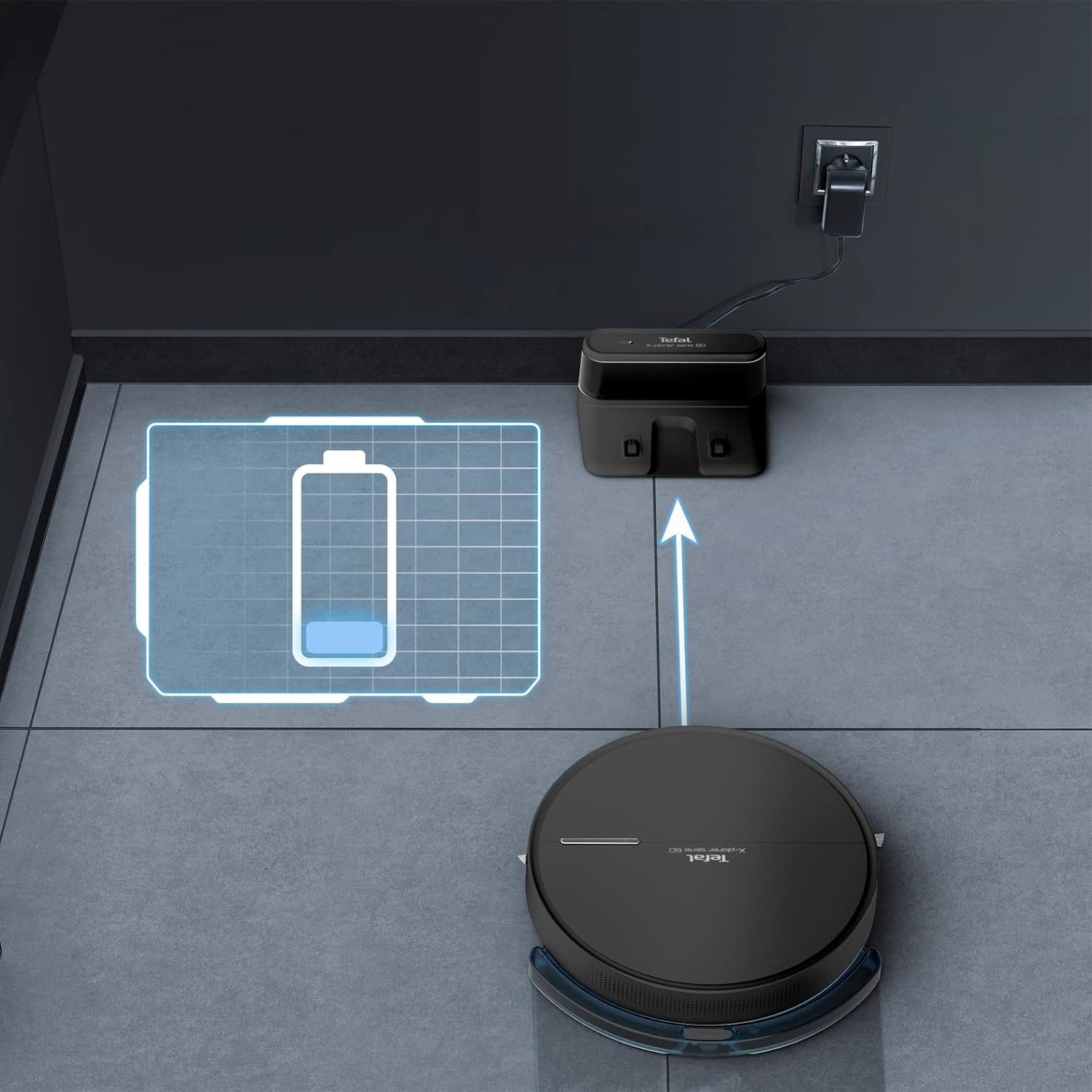 Tefal X Plorer 2-in-1 Robot Vacuum and Mop Cleaner, Ultra Slim Series60 - Smart Home Cleaning for Hardwood Floors & Carpets