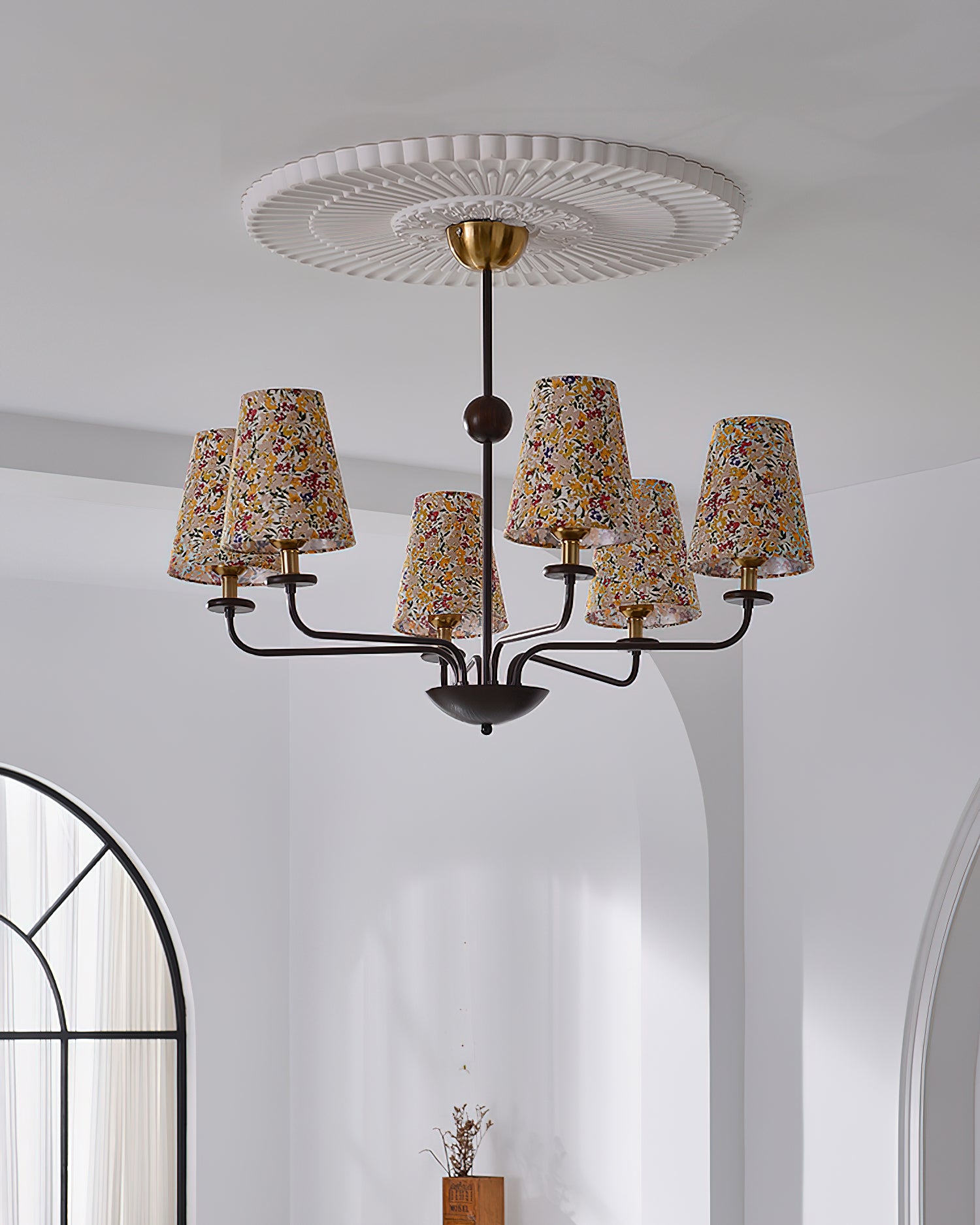 Elegant Siena Fabric Chandelier - Modern Ceiling Light Fixture for Dining Room, Bedroom & Living Room Decor | Dimmable Hanging Lamp with Soft Fabric Shade