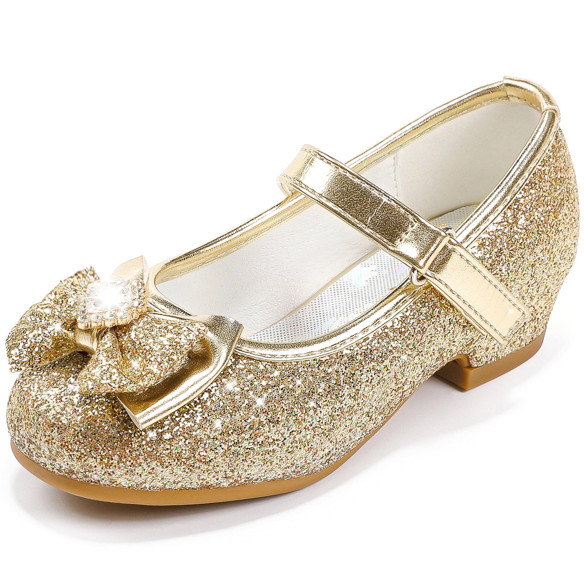 Furdeour Girls Mary Jane Dress Shoes - Glitter Princess Heels for Toddler & Kids - Perfect for Weddings, Flower Girl & Bridesmaid Outfits