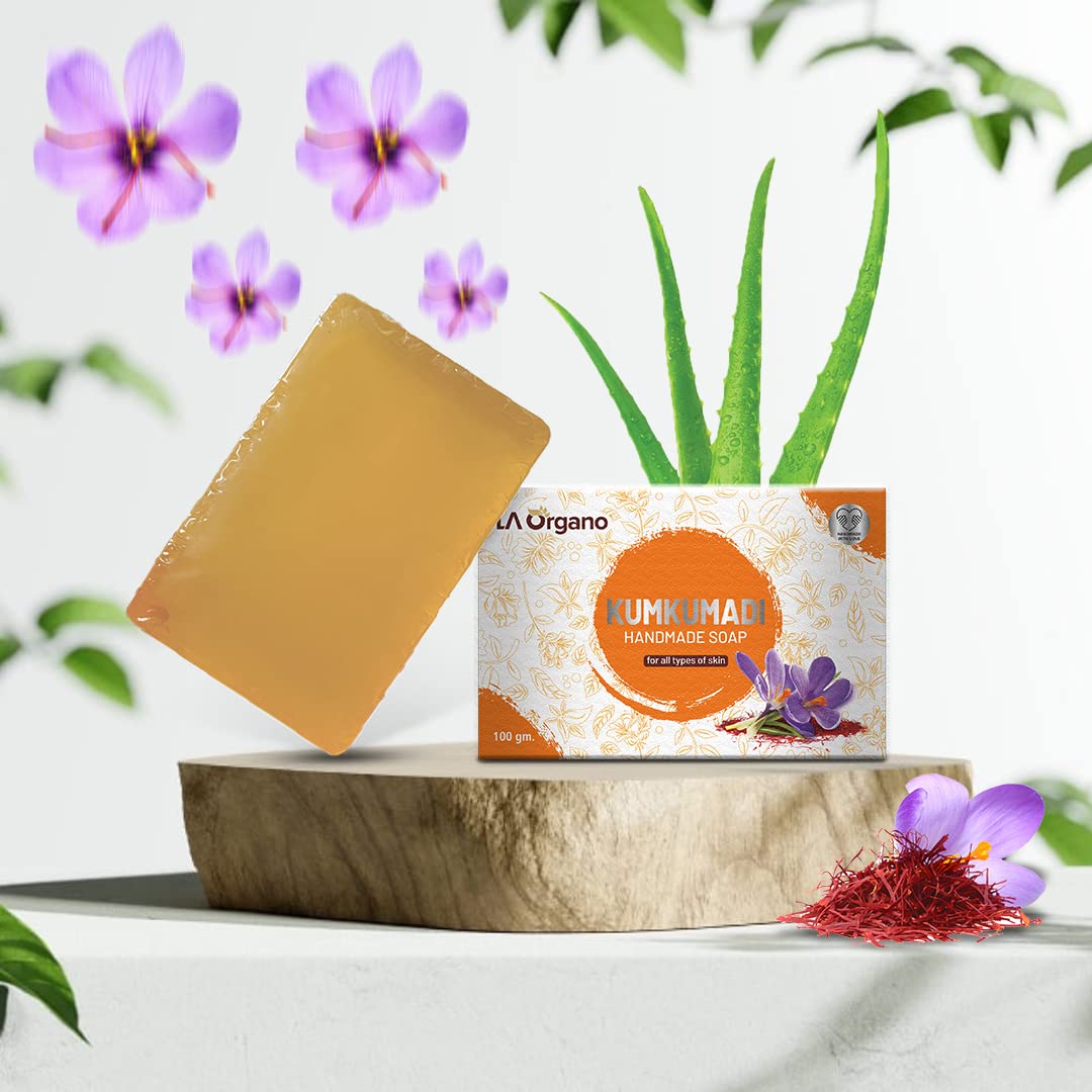 Organic Coconut Milk & Kumkumadi Handmade Bath Soap - 100g Each, Pack of 2 | Natural Skin Care for Dry & Sensitive Skin | Perfect for Spa Day & Relaxing Bath Time