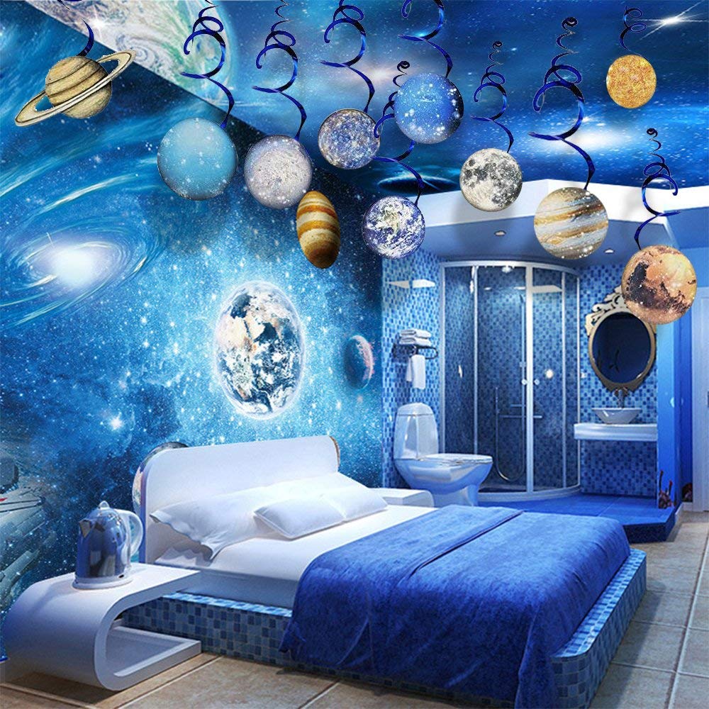 30Pcs Solar System Party Decorations - Outer Space Theme Hanging Planets, Swirls & Stars for Birthday, Baby Shower & Classroom Decor | Perfect for Space-Themed Parties & Astronomy Lovers