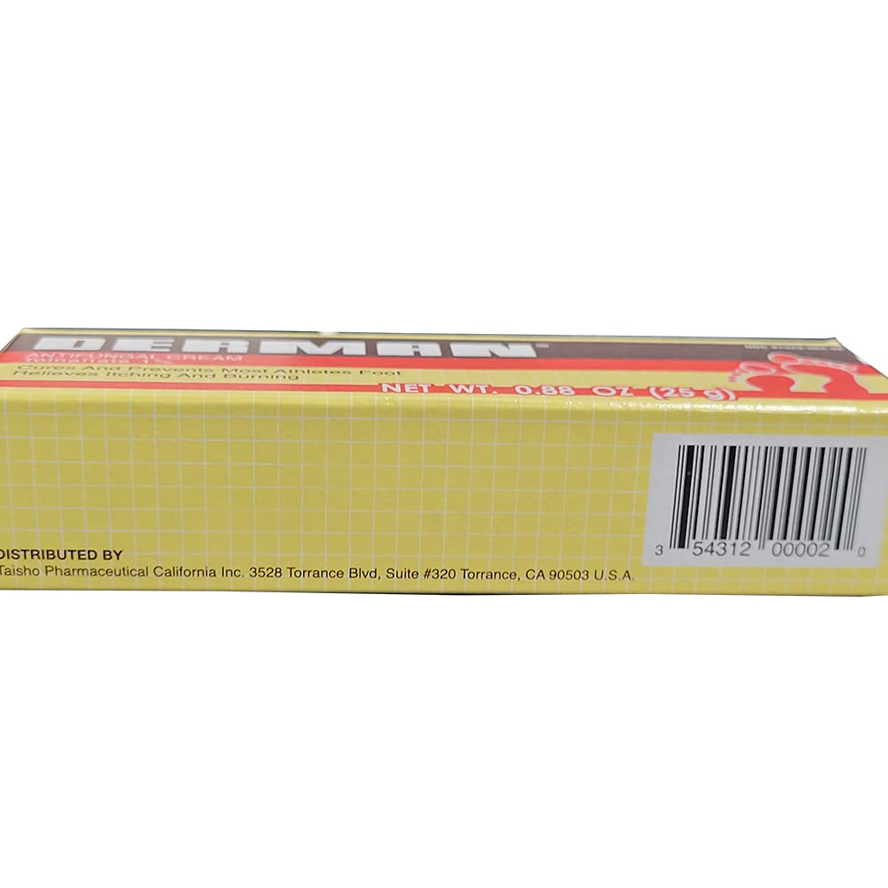 Derman Antifungal Cream for Athlete's Foot Treatment - 3 Pack (0.88 Oz Each) | Fast-Acting Relief for Itching, Burning & Cracked Skin | Ideal for Gym, Pool & Sports Activities