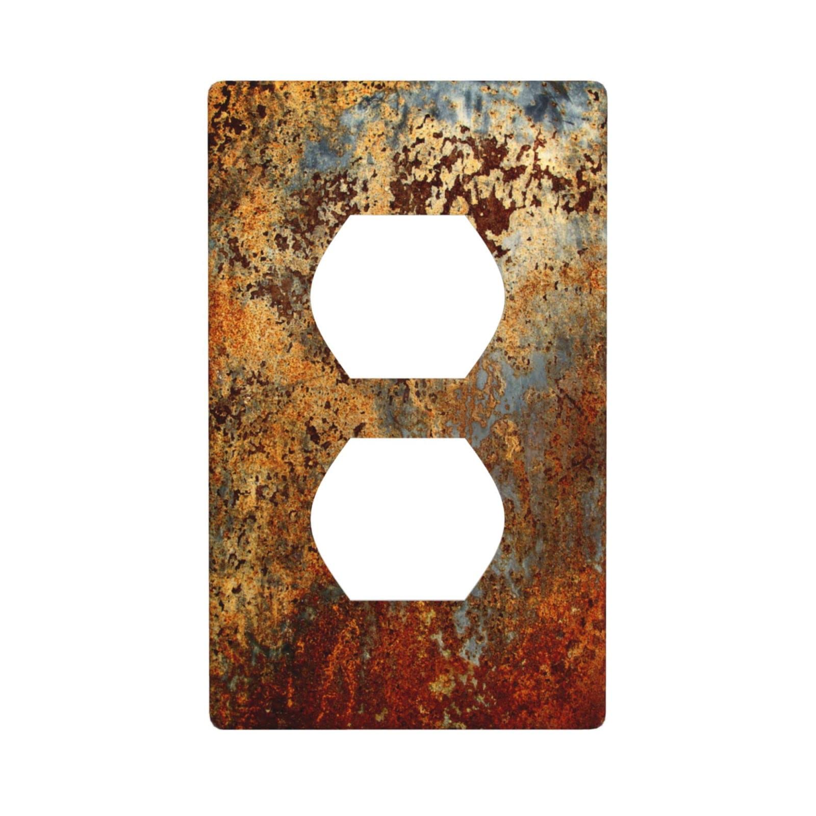 Vintage Metal Red Blue Decor Print Light Switch Plate Cover - Single Gang Electrical Switch Duplex Outlet Cover - Plastic Wall Plates for Home, Office & Cafe Decor