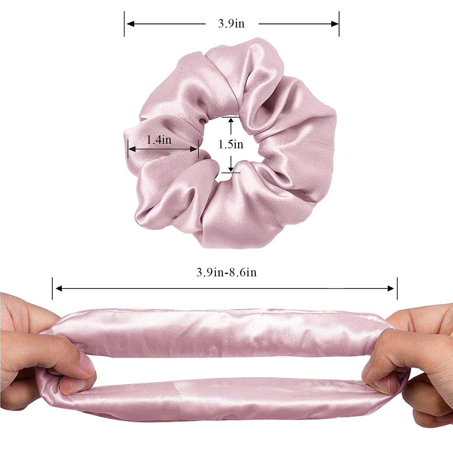 ALIBA COLLECTION Satin Hair Scrunchies - 6 Pack Soft Elastic Hair Ties for Women, Gentle No Pull Hair Bands for Thick & Thin Hair - Perfect for Workout, Yoga, Sleep & Everyday Use