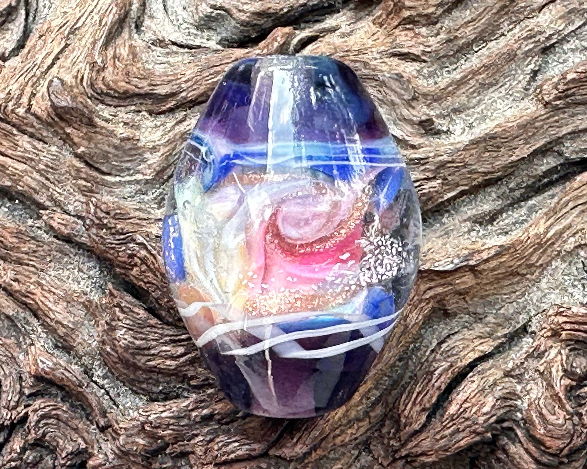 Handmade Sunset Swirls Lampwork Glass Focal Bead for Jewelry Making - Perfect for Necklaces, Bracelets, and DIY Craft Projects