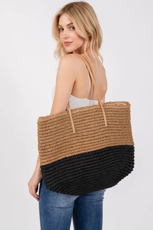 Eco-Friendly Straw Braided Beach Tote Bag for Women - Large Woven Handbag for Summer, Vacation, Pool & Shopping - Perfect Beach Accessory for Sunbathing, Travel & Outdoor Activities