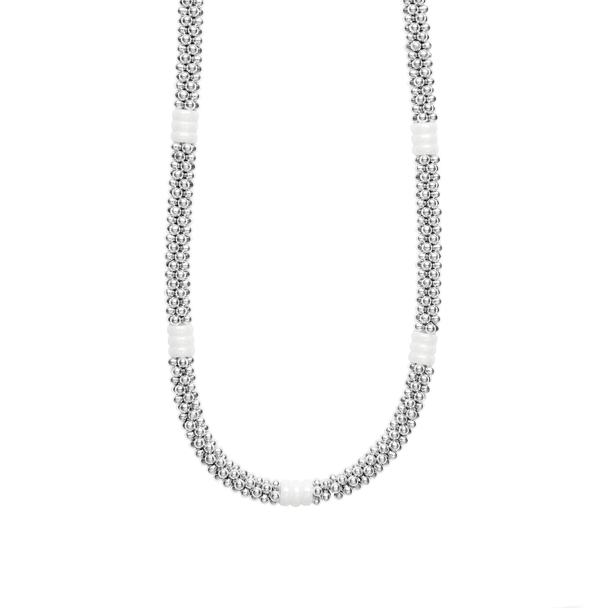 Elegant Ceramic Three Bead Station Caviar Necklace for Women - Perfect for Evening Parties, Weddings & Special Occasions