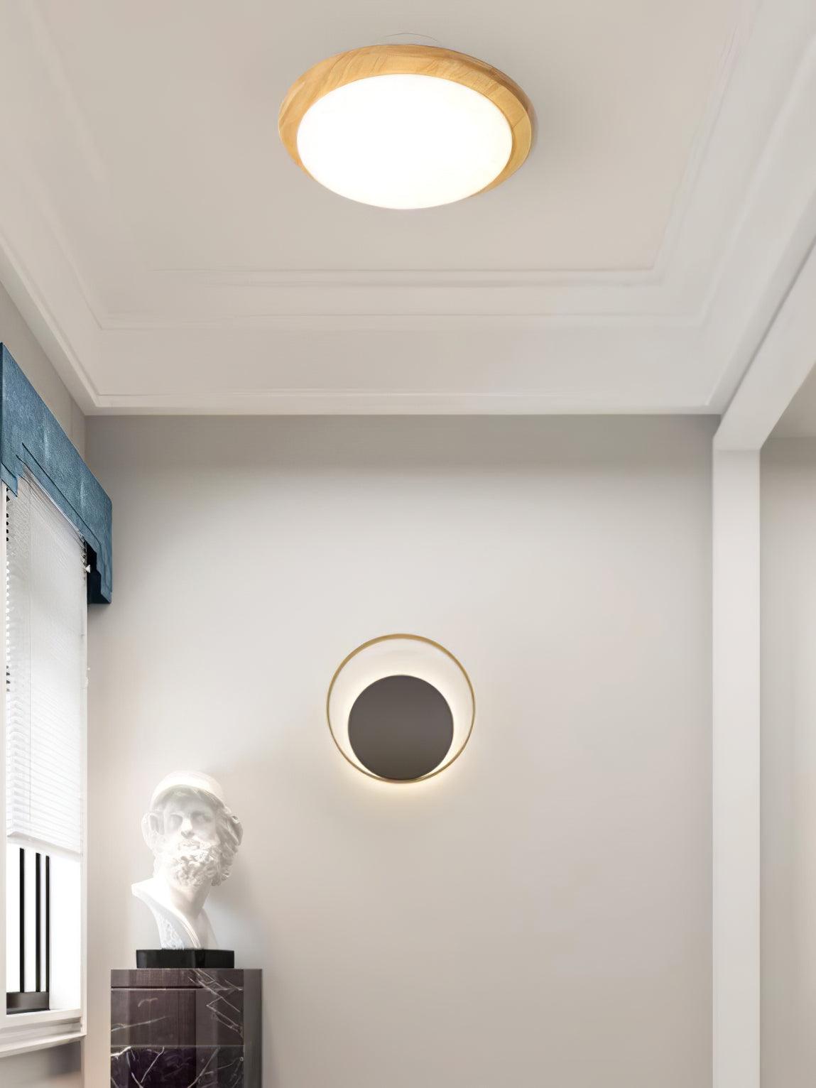 Modern Drum Wood Ceiling Light Fixture - Handcrafted Wooden Pendant Lamp for Living Room, Bedroom & Dining Room - Warm Ambient Lighting for Home Decor