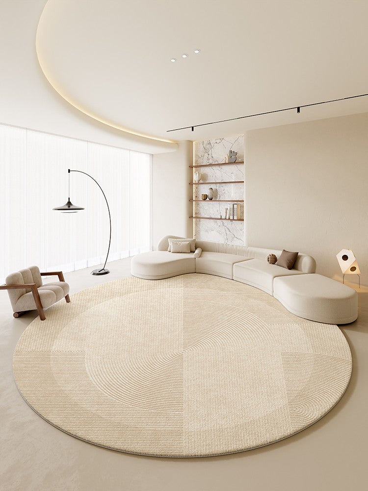 Modern Round Area Rugs for Dining Room & Living Room - Cream Color Contemporary Circular Rug for Coffee Table & Bedroom - Soft & Stylish Home Decor for Cozy Spaces