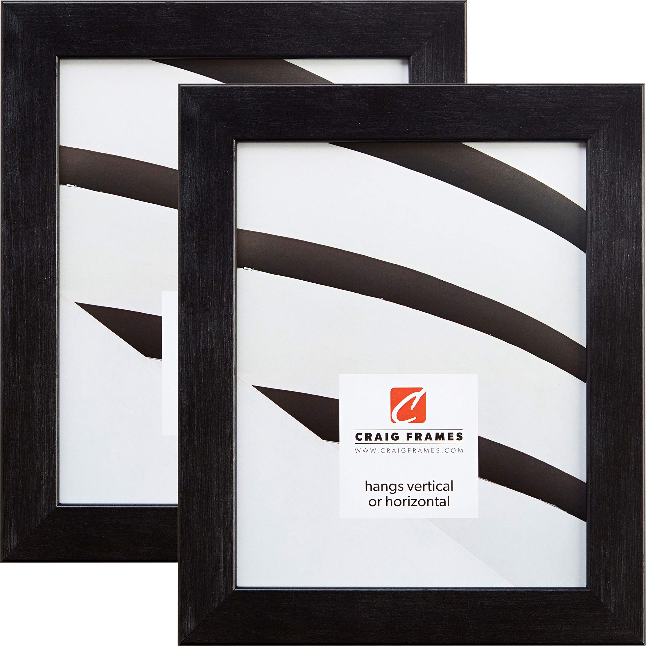 Craig Frames 26009 4x6 Inch Black Pine Picture Frame Set of 2 - Modern Wood Photo Frames for Wall or Tabletop Display, Perfect for Home & Office Decor