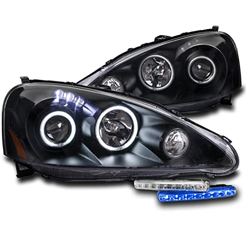 2005-2006 Acura RSX CCFL Halo LED Black Projector Headlights with 6