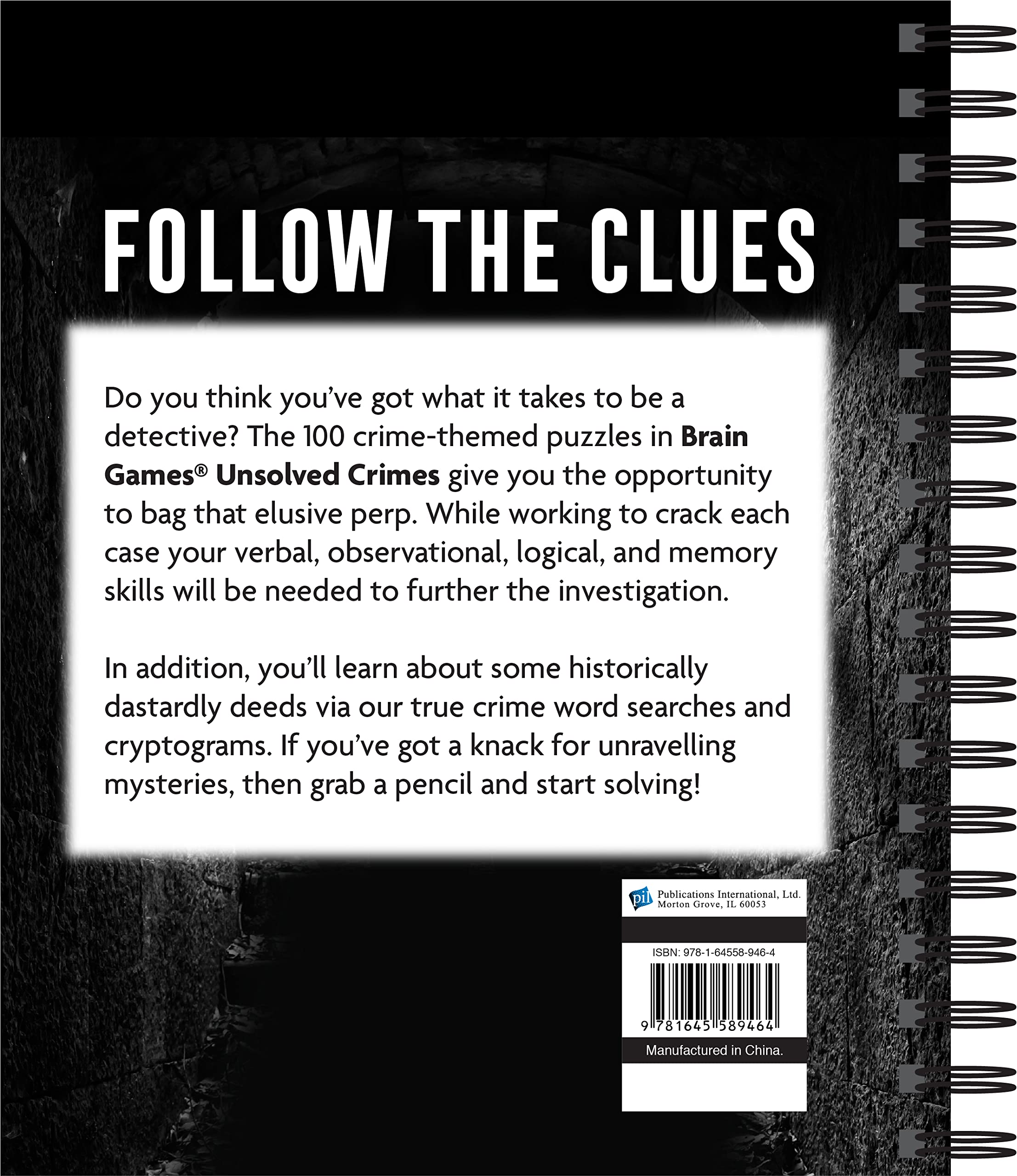 Brain Games - Unsolved Crimes: 100 Challenging Mystery Puzzles for Adults | Crime Scene Investigation & Detective Work | Perfect for Parties, Family Game Nights & Mental Exercise