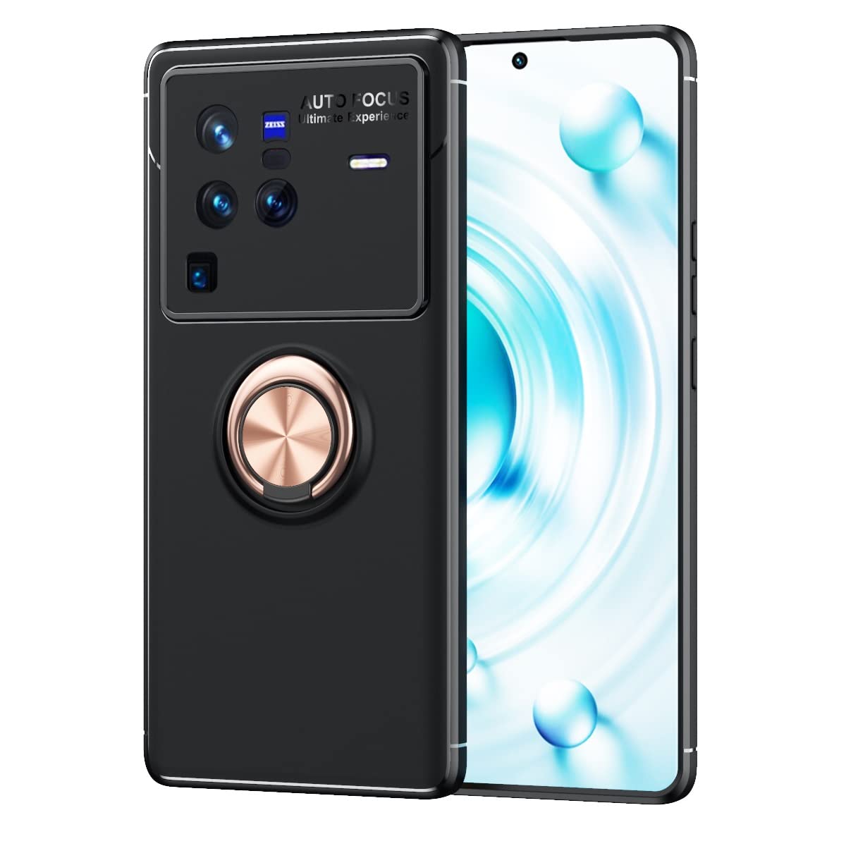 Premium Slim TPU Shockproof Phone Case for Vivo X80 Pro - 360° Rotating Magnetic Ring with Kickstand | Heat Dissipation & Anti-Fall Protection | Perfect for Work, Travel & Outdoor Activities