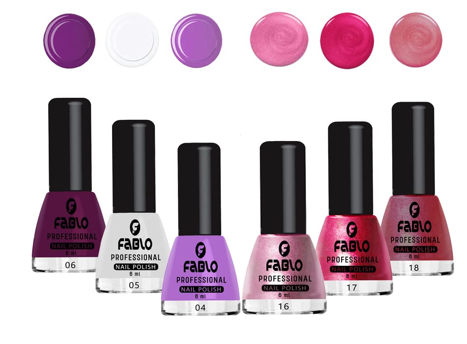 FABLO 6 Colors Nail Polish Set - Long Lasting Gel Nail Paint for Women (Summer & Winter Collection A02) - Perfect for Manicures, Pedicures, and Nail Art Designs