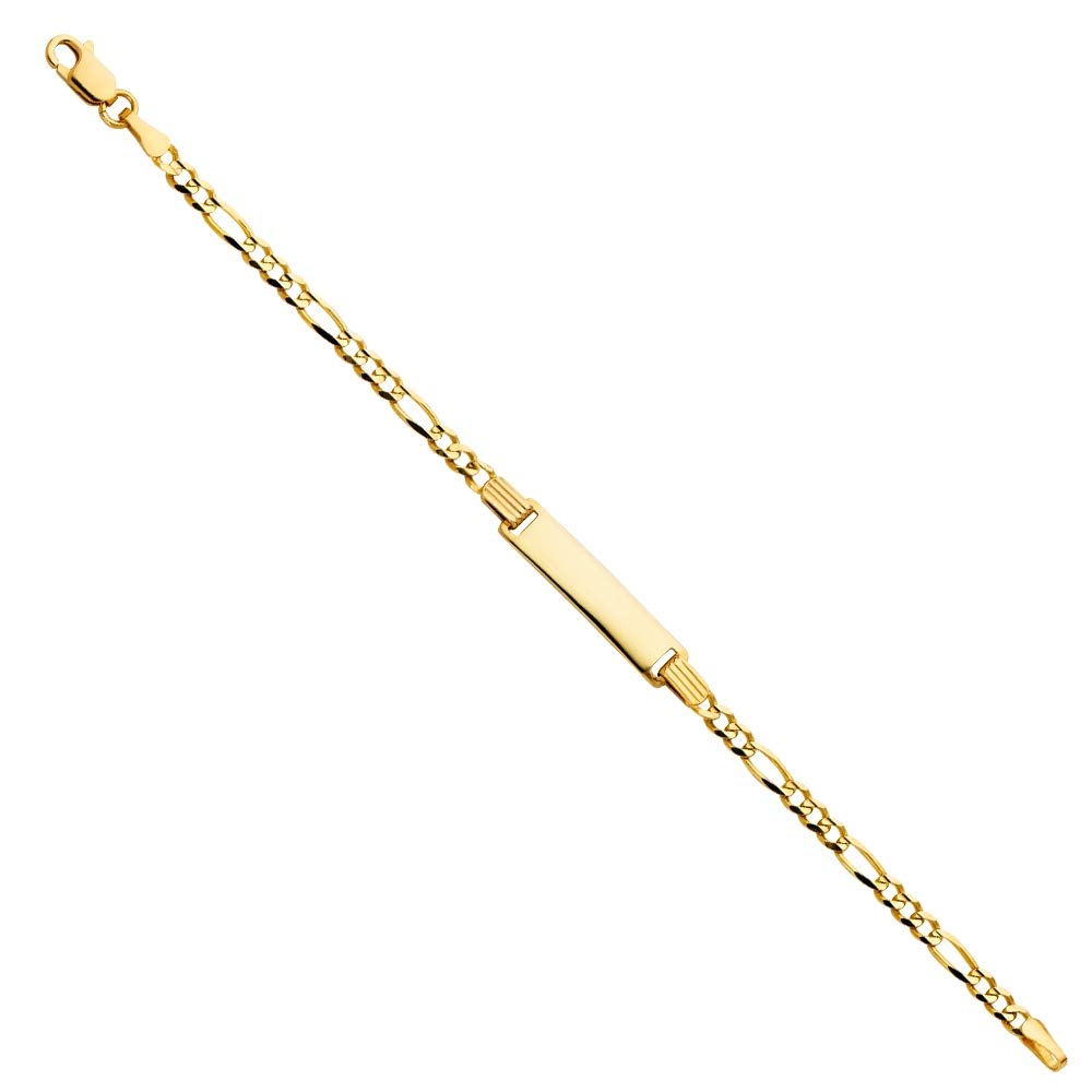 14K Yellow Gold 3mm Figaro Chain Bracelet with 3+1 Links - Adjustable ID Bracelet for Women, Men, Teens & Kids | Perfect Birthday Gift, Anniversary Present & Everyday Jewelry Accessory for School, Work & Special Occasions