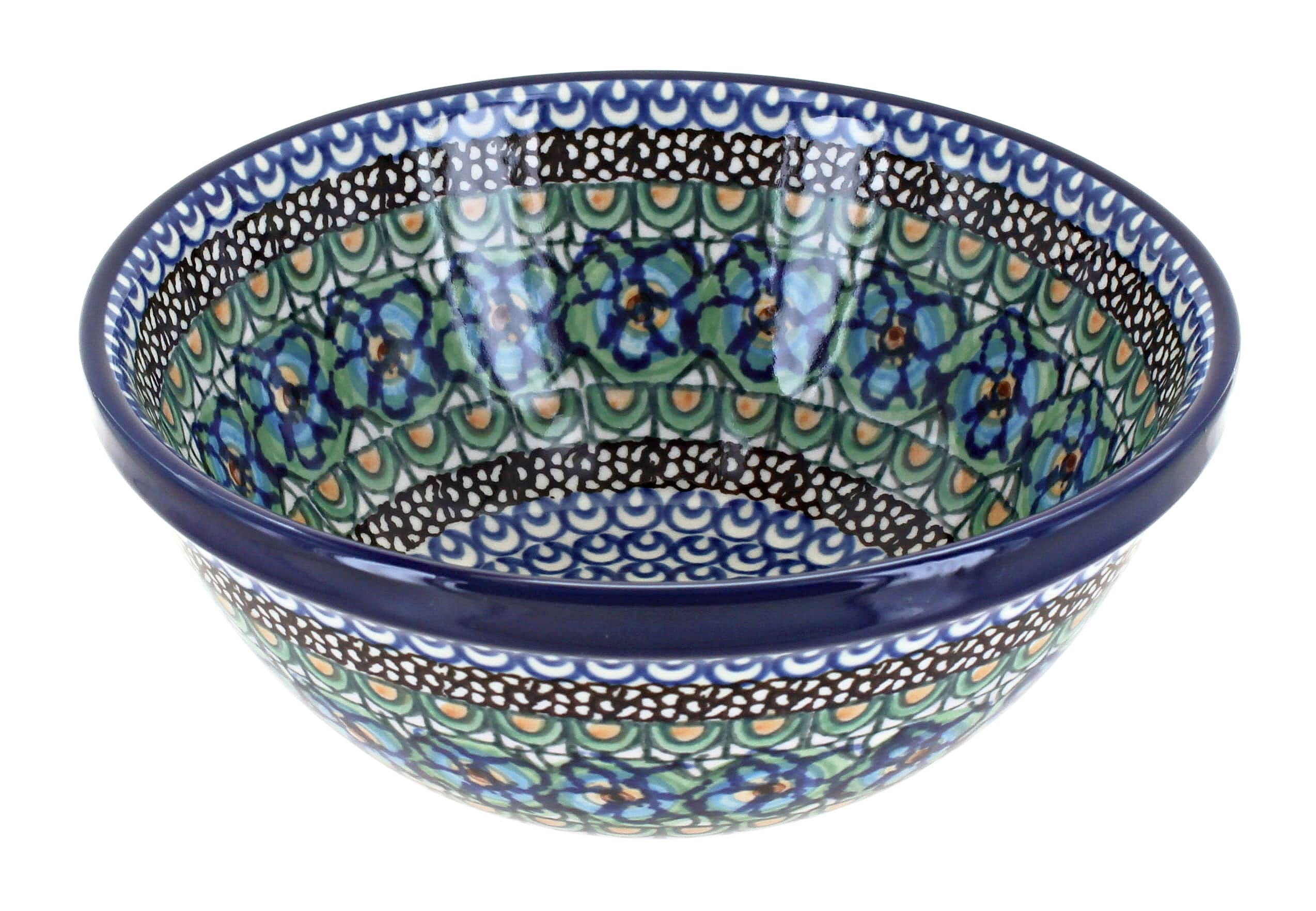 Handmade Blue Rose Polish Pottery Bowl - Ceramic Soup & Cereal Dish for Mardi Gras, Breakfast & Dining Decor | Perfect for Soups, Cereal, Salads & Party Serving