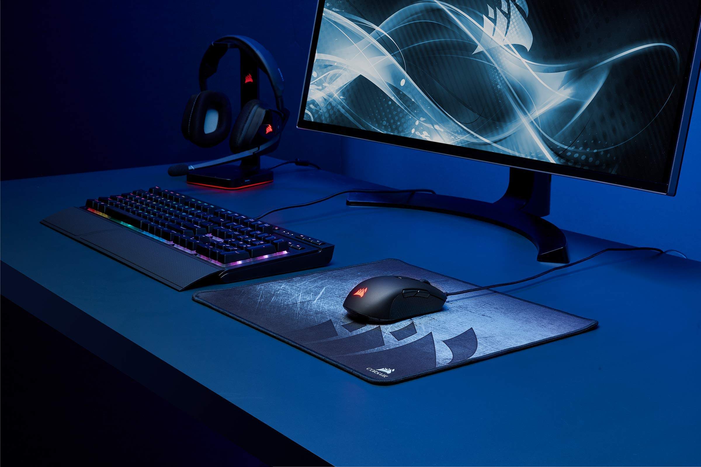 Corsair M55 PRO RGB Ambidextrous Multi-Grip Optical Gaming Mouse & MM300 Extended Anti-Fray Cloth Gaming Mouse Pad - Black | Perfect for PC Gaming, Esports, and Office Work