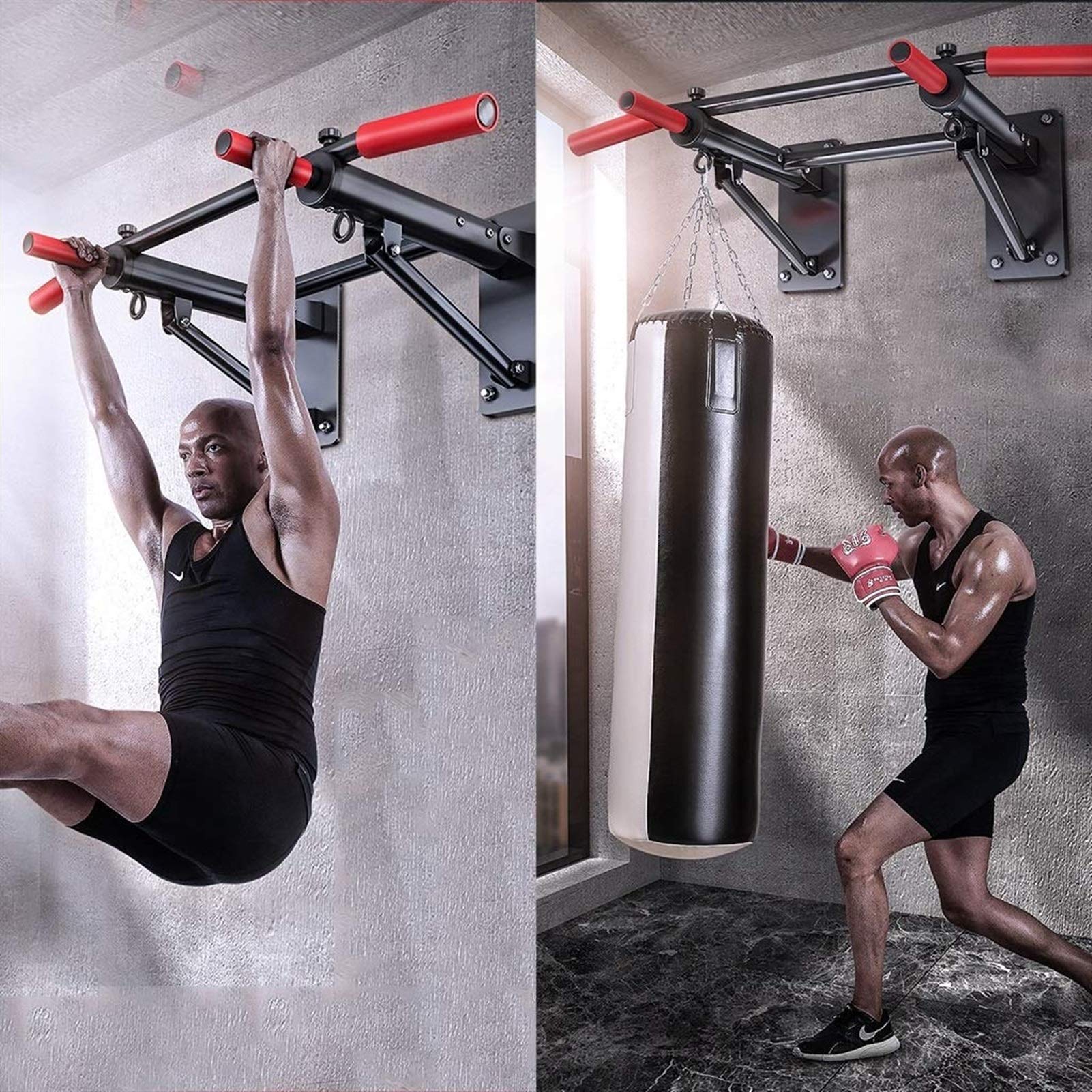 Foldable Wall-Mounted Chin Up Bar - Double Pole Home Gym Equipment for Pull Ups & Strength Training | Perfect for Indoor Workouts, Home Fitness & Small Spaces
