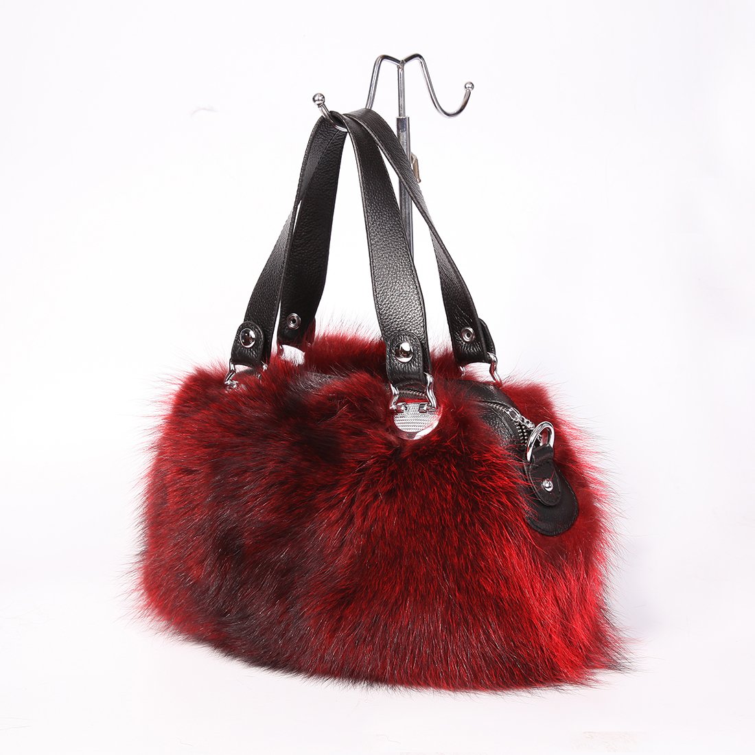 Genuine Raccoon & Fox Fur Handbag for Women - Luxury Winter Clutch Purse - Perfect for Parties, Weddings, and Evening Events