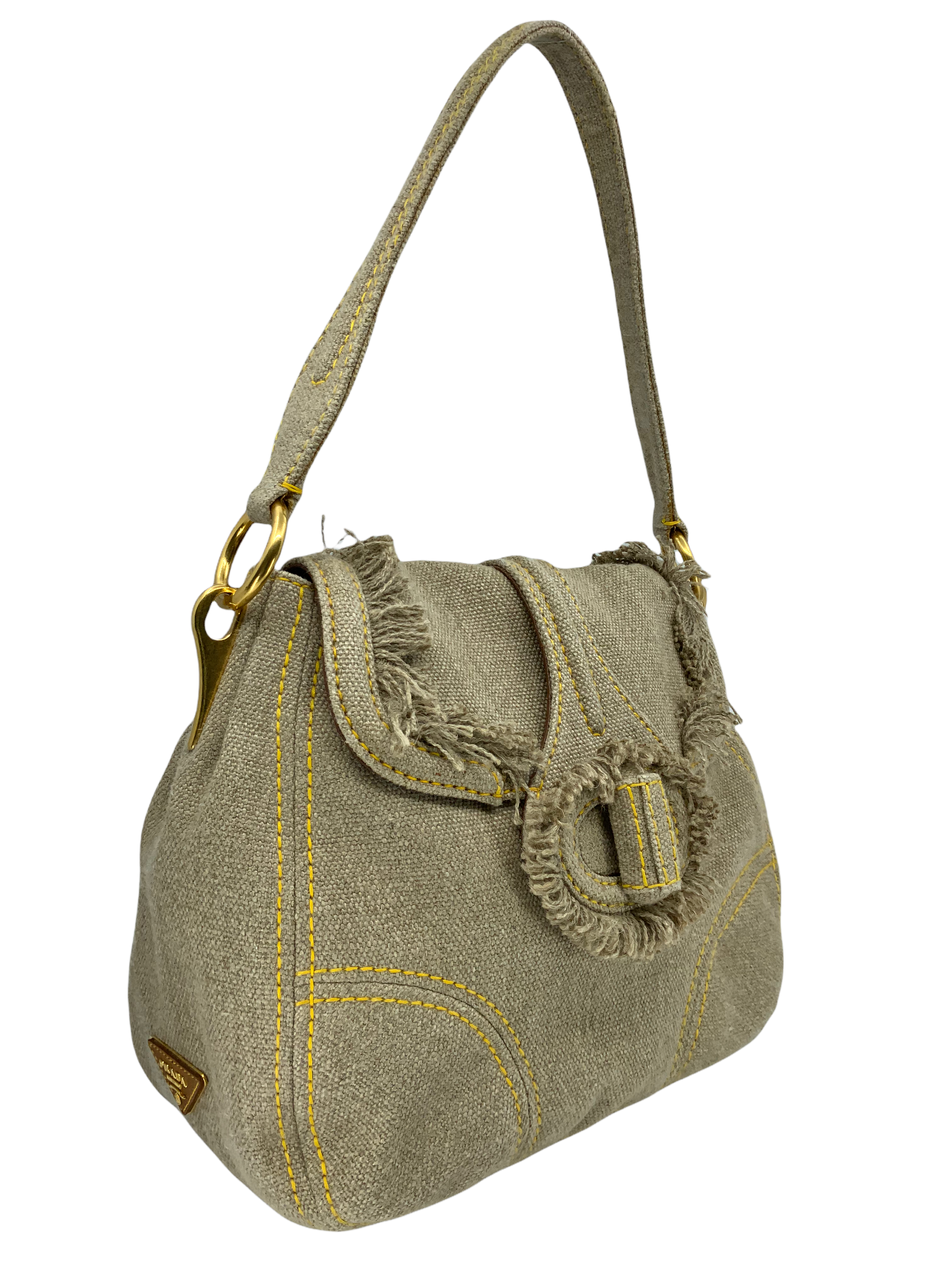 Prada Pattina Sottospalla Fringe Canvas Large Flap Crossbody Bag for Women | Luxury Designer Shoulder Purse | Perfect for Parties, Dating & Evening Events