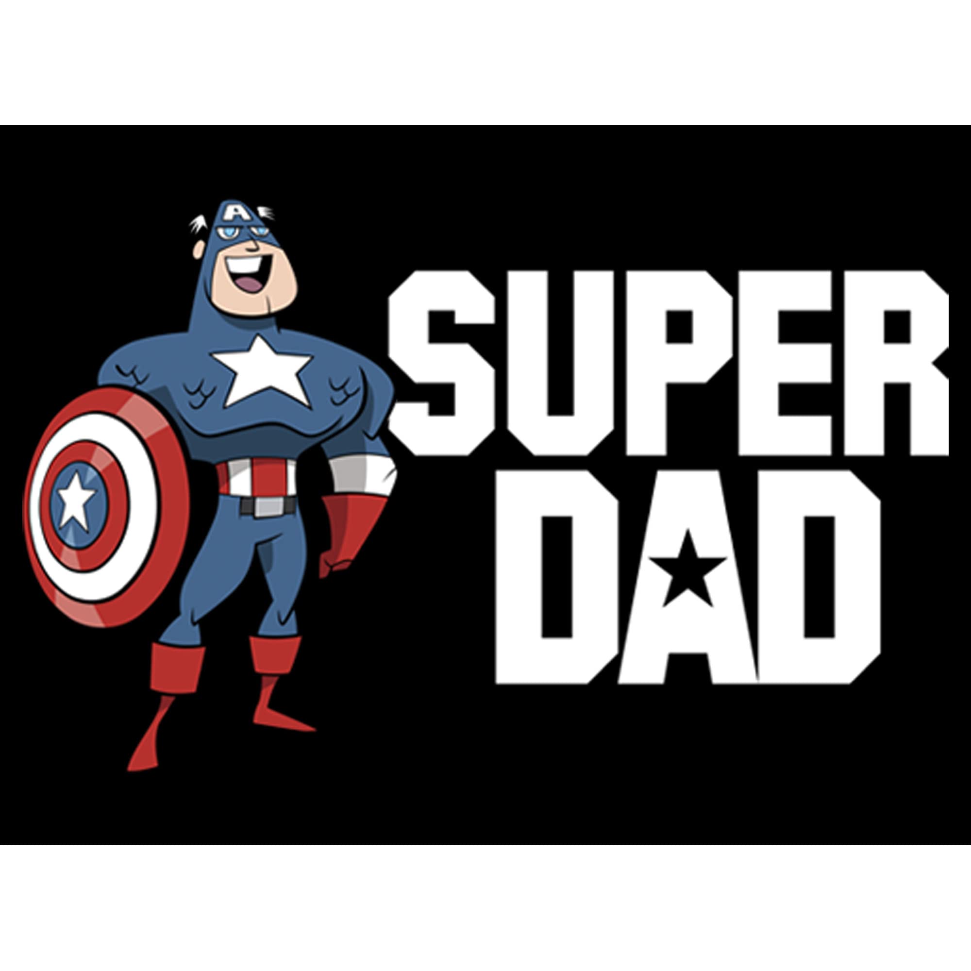 Marvel Captain America Super Dad Graphic T-Shirt for Men - Cool Superhero Cartoon Tee for Casual Wear, Gifts & Cosplay