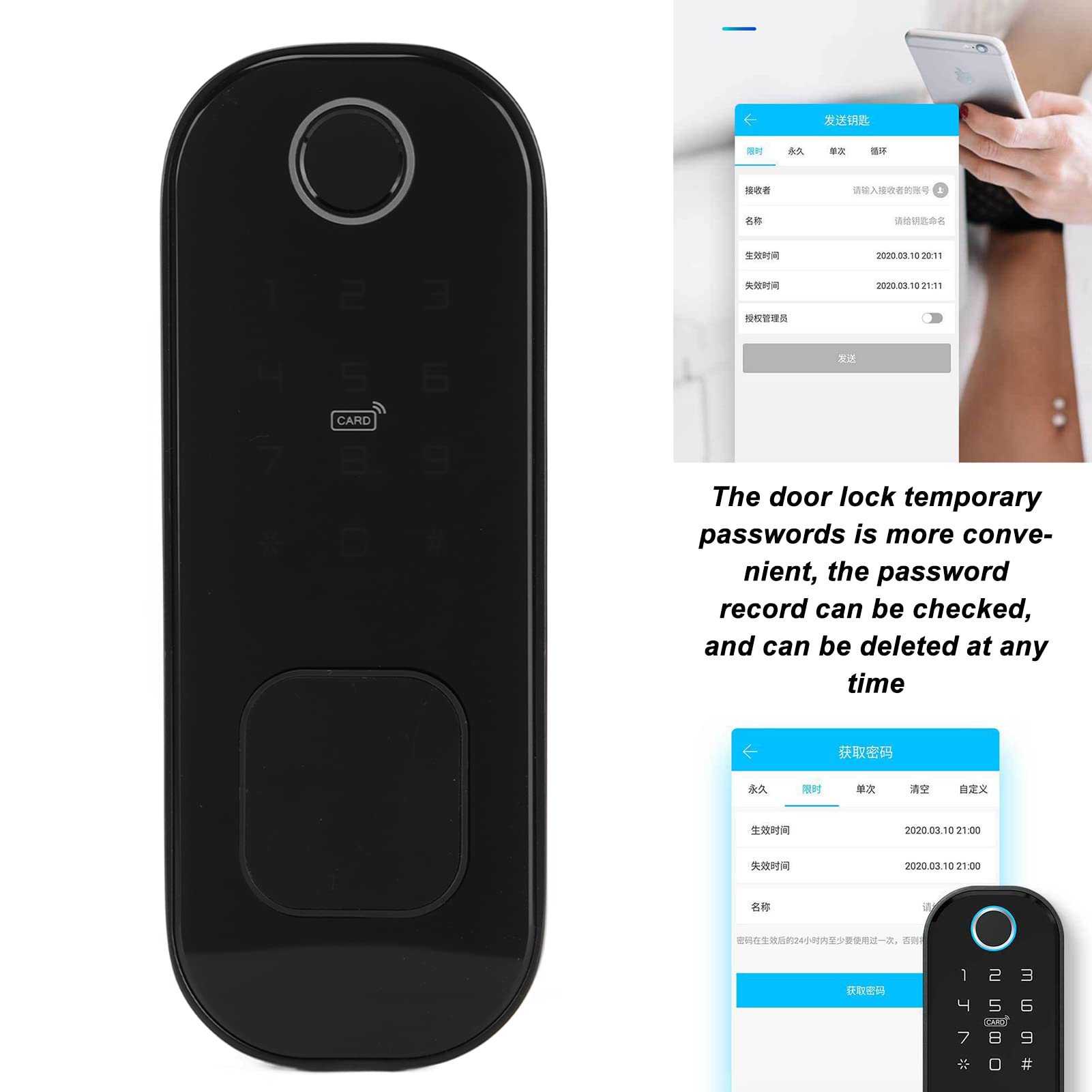 Smart Fingerprint Door Lock - 0.1s Fast Recognition, APP & Keyless Entry for Home & Office Security (Black) | Ideal for Modern Smart Homes & Vacation Rentals