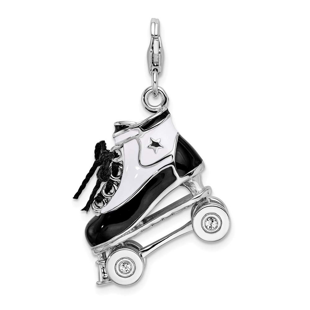 925 Sterling Silver 3D Enamel Roller Skate Charm Pendant with Lobster Clasp - Perfect for Bracelets, Necklaces & DIY Jewelry Making - Unique Gift for Skaters & Roller Derby Fans