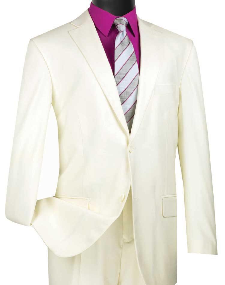 Executive Classic Fit Two Piece Suit - Solid Ivory Color | Premium Business Attire for Men | Perfect for Office, Weddings & Formal Events
