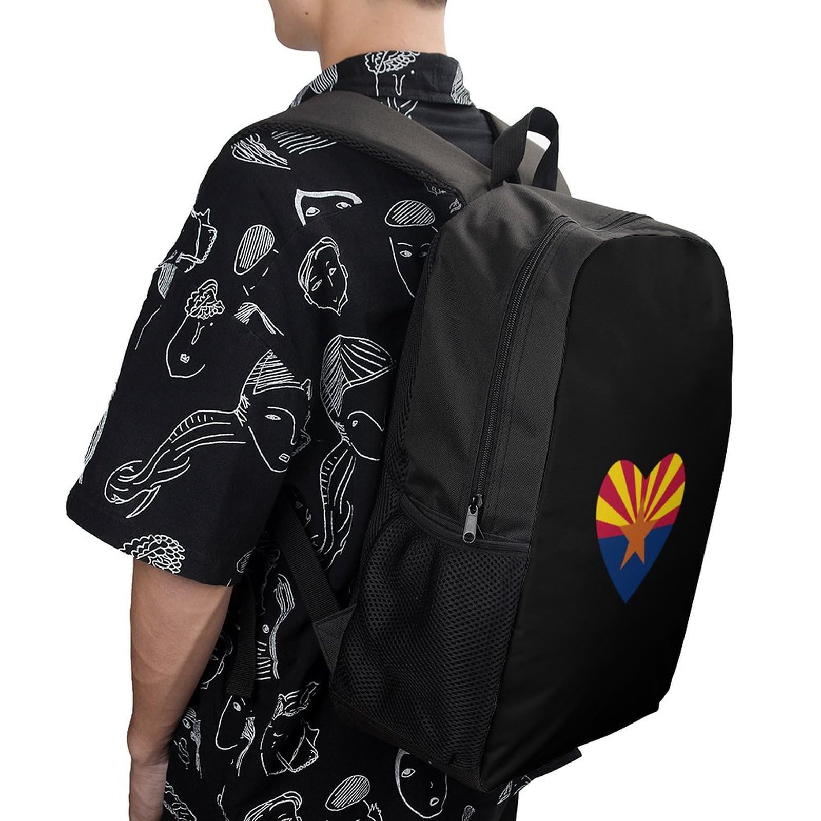 Arizona Heart Flag 17 Inch Laptop Backpack - 3D Printed School & Work Computer Bag for Men & Women | Perfect for College, Travel & Daily Commute
