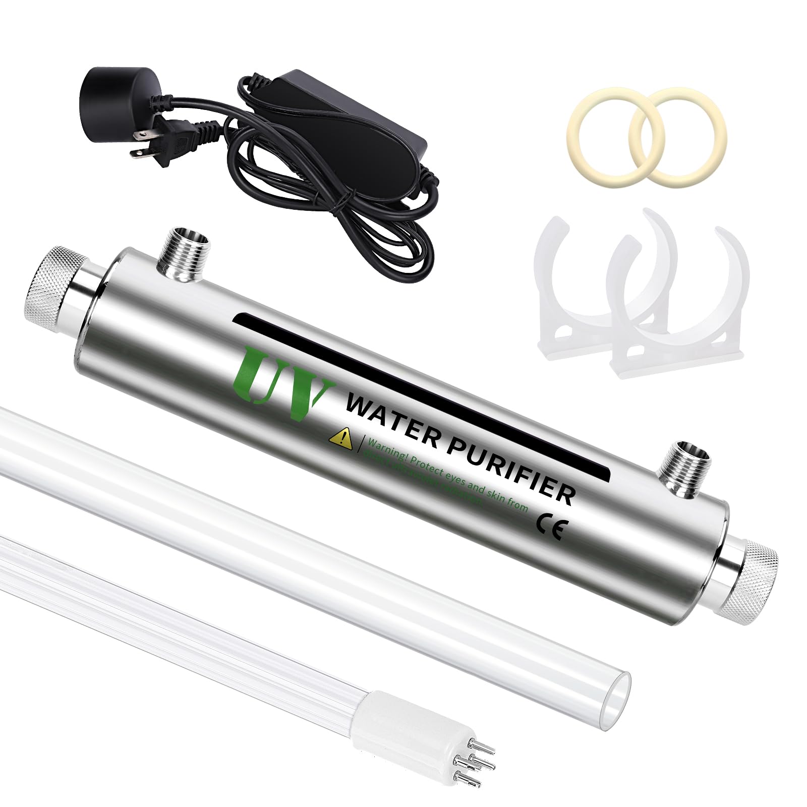 UV Water Filter Add-on Kit for Under Sink Water Filtration Systems | 2GPM 21W 110V Ultraviolet Water Purifier & Sterilizer | Whole House Water Purification | Perfect for Kitchen, Bathroom & RV Use