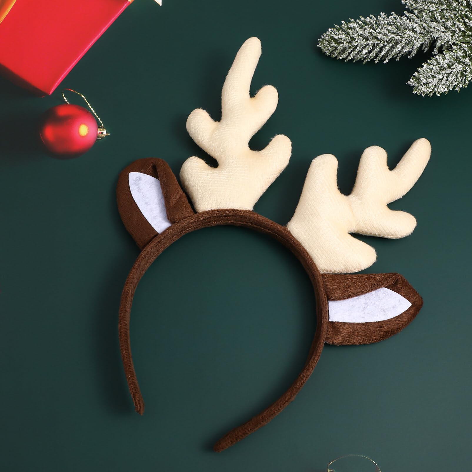 Reindeer Antler Headband - Christmas Elk Hair Hoop for Holiday Parties, Costume Events & Festive Celebrations (Milk White) | Perfect for Christmas, Birthday, Cosplay & Photo Shoots