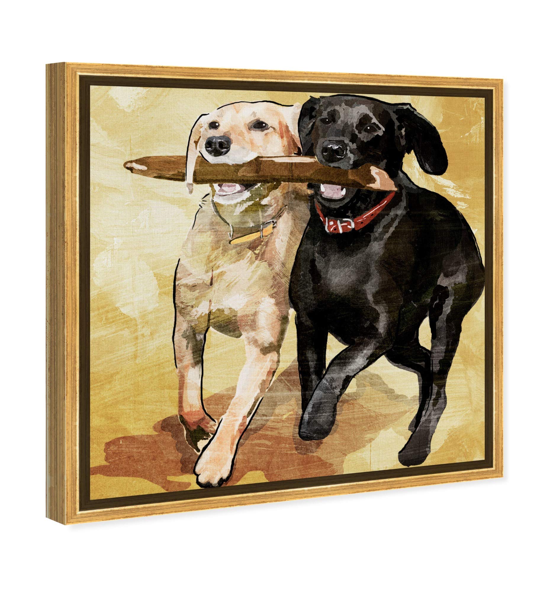Playtime Dogs and Puppies Framed Wall Art Canvas Prints - Perfect for Living Room, Bedroom, and Nursery Decor