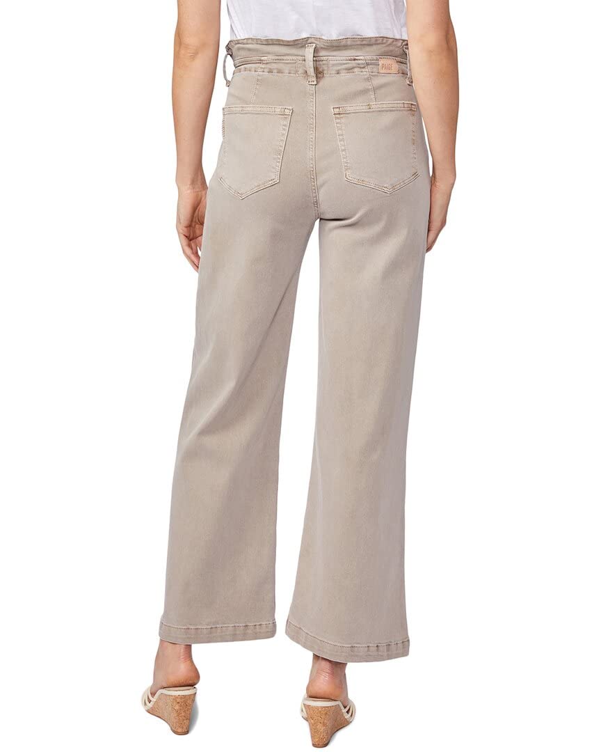 PAIGE Women's Carly High Rise Wide Leg Ankle Jeans in Vintage Moss Taupe - Comfortable Stretch Denim Pants for Casual Wear, Office & Date Night Outfits
