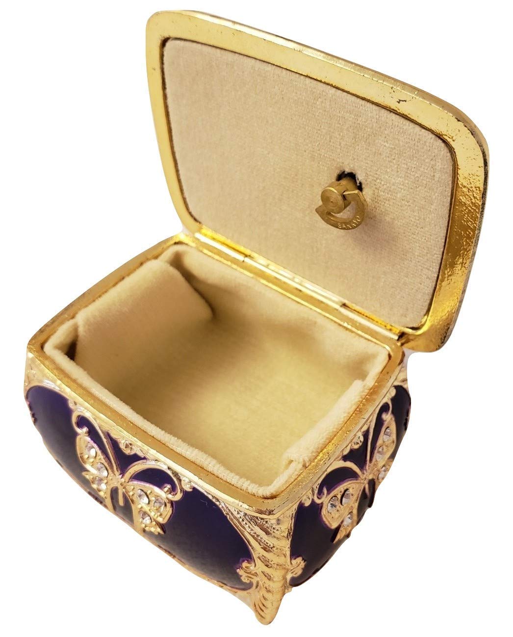 Elegant Purple & Gold Rectangular Musical Jewelry Box with Swarovski Crystals - Plays 'Candle in the Wind' - Perfect for Gift Giving, Jewelry Storage & Home Decor