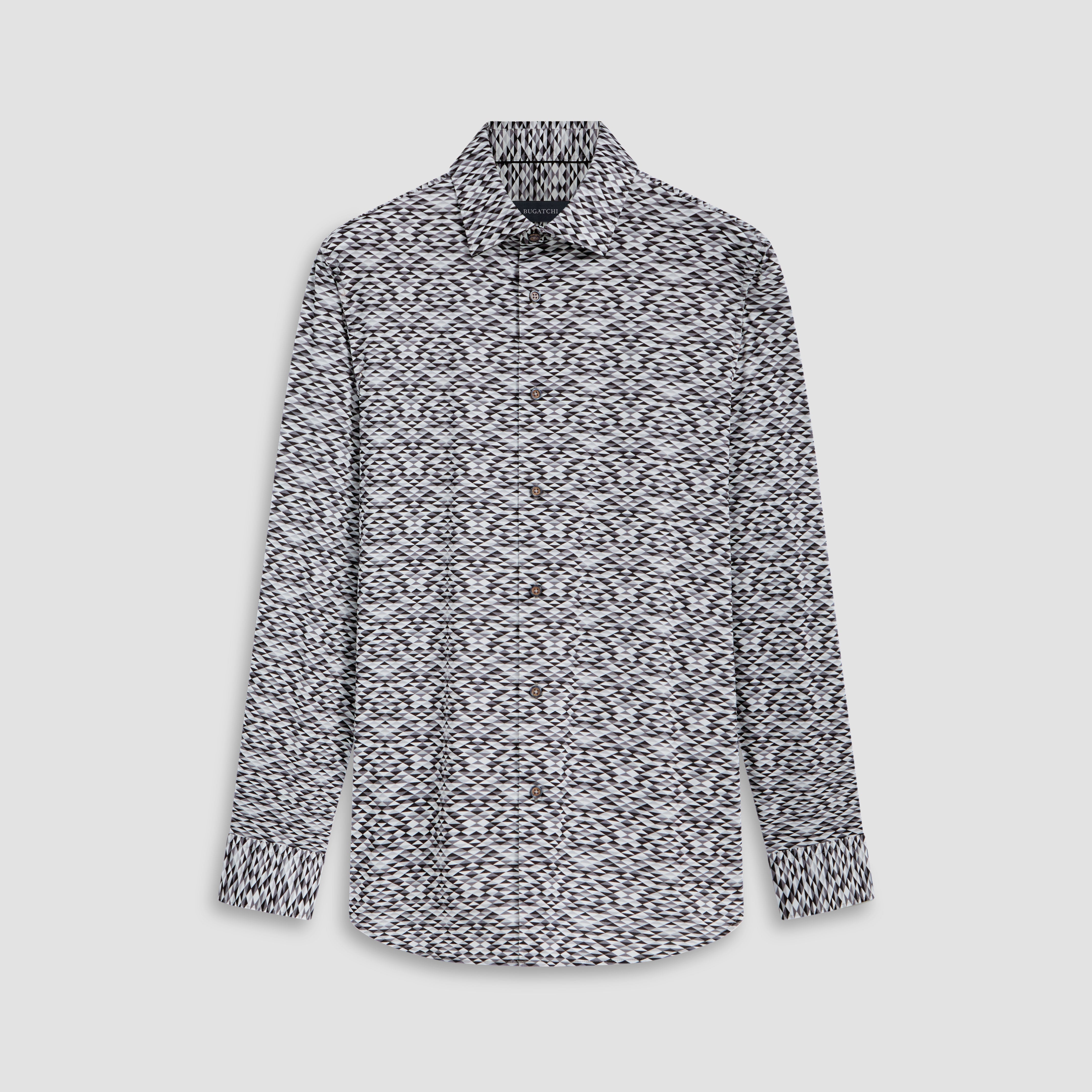 James Geometric Print Cotton Shirt for Men - Trendy Casual Button Down Top for Office, Date Night & Summer Outfits