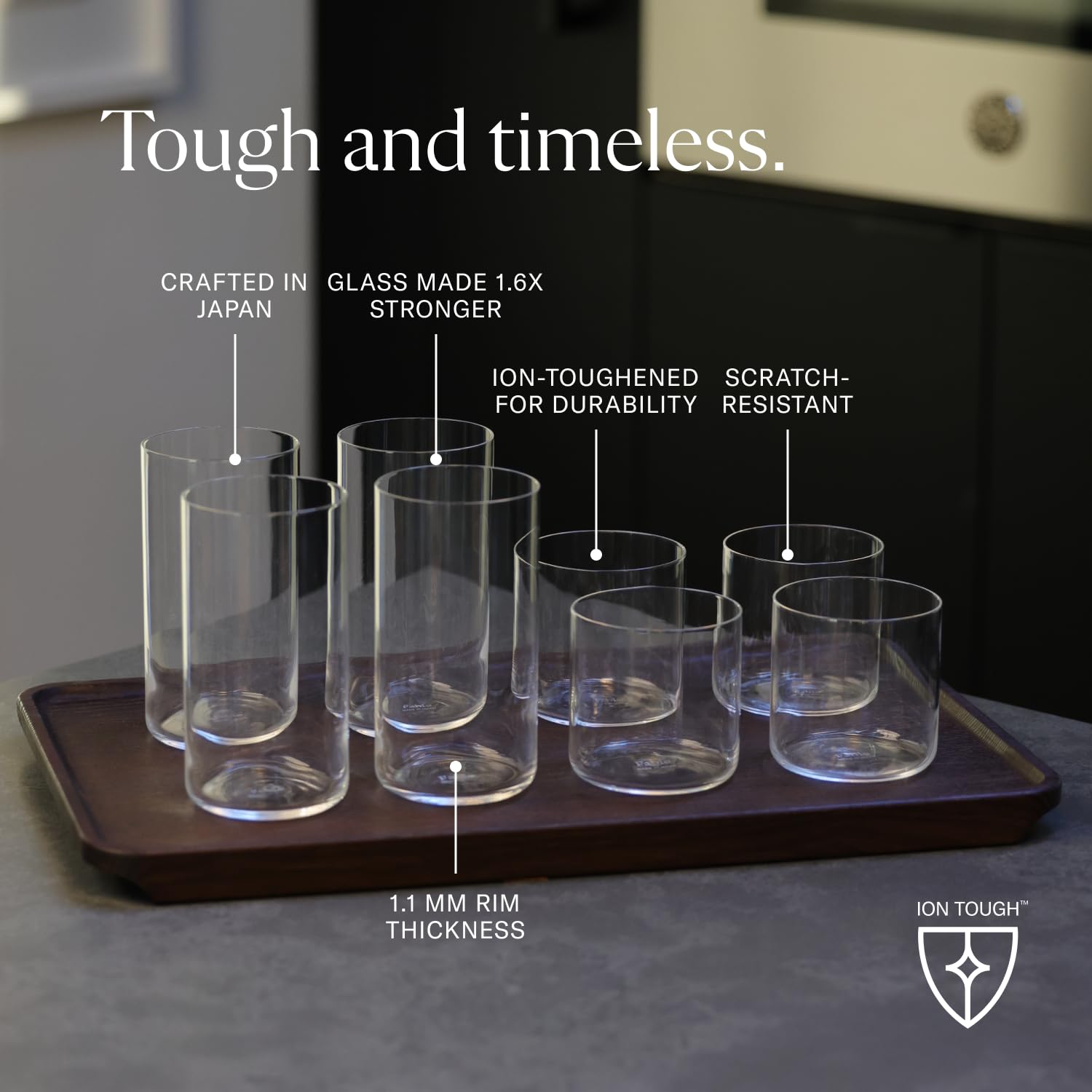 Premium Glassware Set - 4 Tall & 4 Short Drinking Glasses - Durable, Lightweight & Dishwasher Safe Cups for Cocktails, Juice, Water - Perfect for Parties, Home Bar & Everyday Use