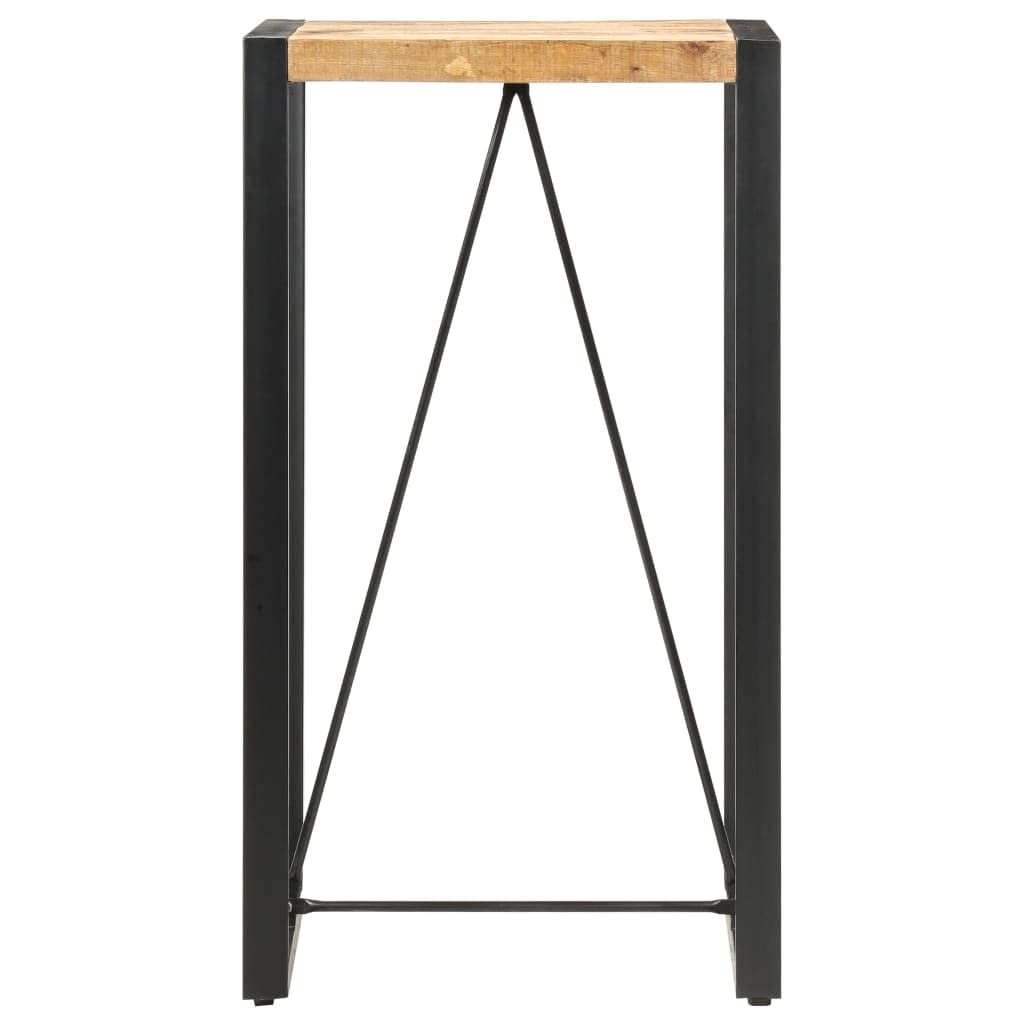 Industrial Design Bar Table with Sturdy Metal Frame, Solid Mango Wood Dining Table, 23.6