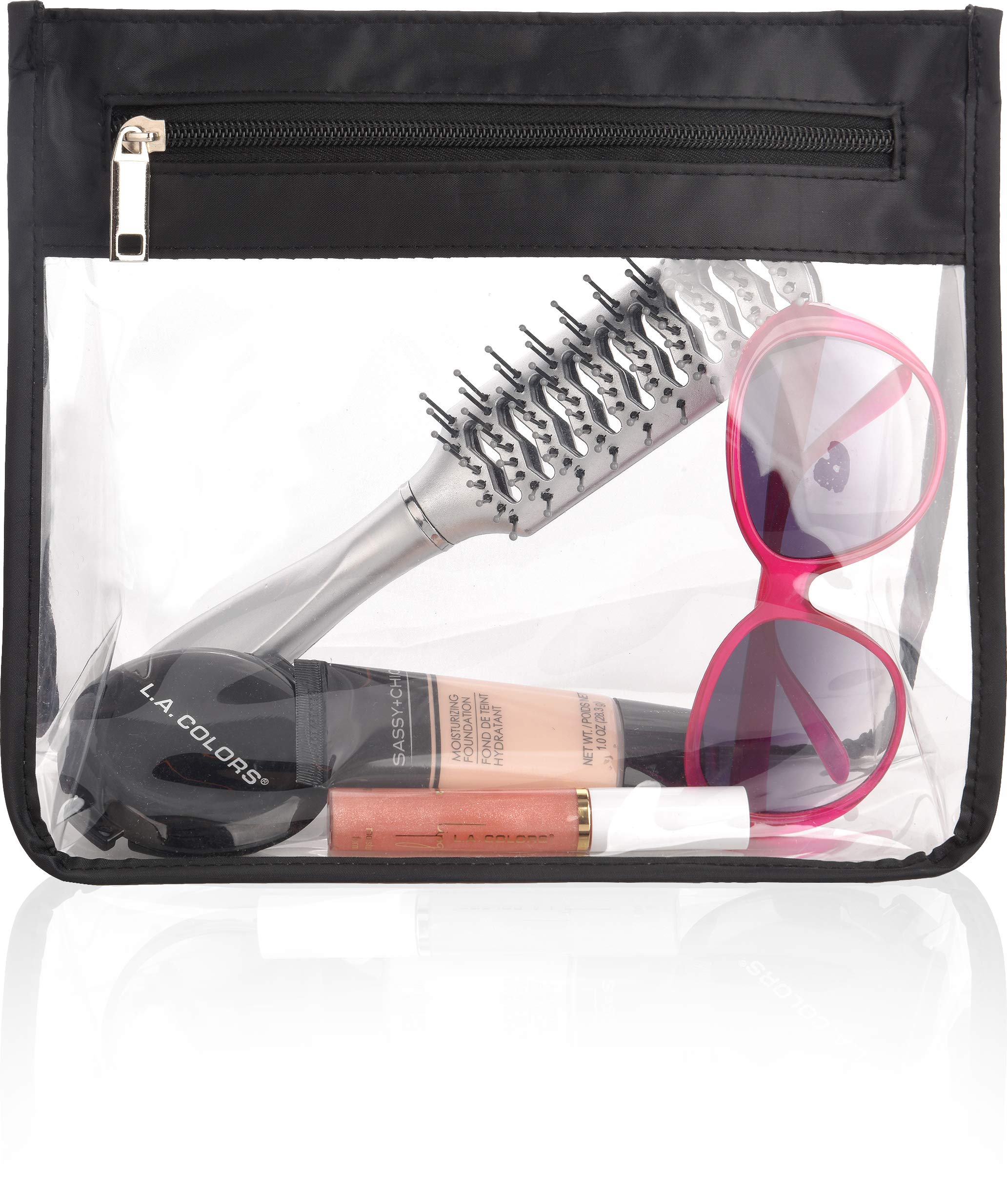 Clear Makeup Bag Cosmetic Case - TSA Approved Transparent Toiletry Travel Bag with Durable Zipper & Main Pouch - Perfect for Air Travel, Gym, and Daily Organizer