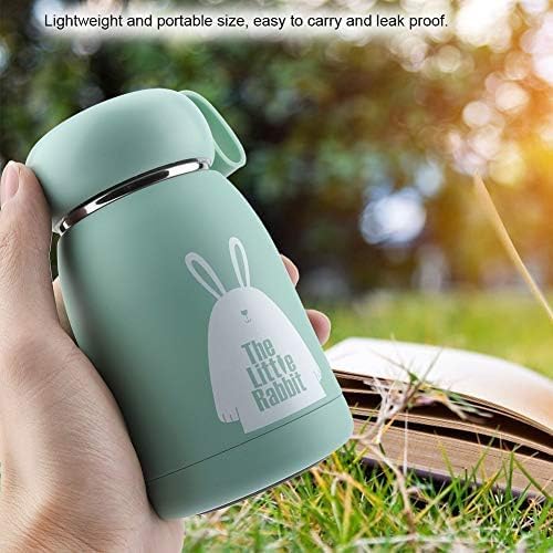 320ml Insulated Kids Water Bottle with Rabbit Design - Vacuum Stainless Steel Thermos for Home, Travel, Office, School & Picnic (Light Green) - Keeps Drinks Cold/Hot for Hours