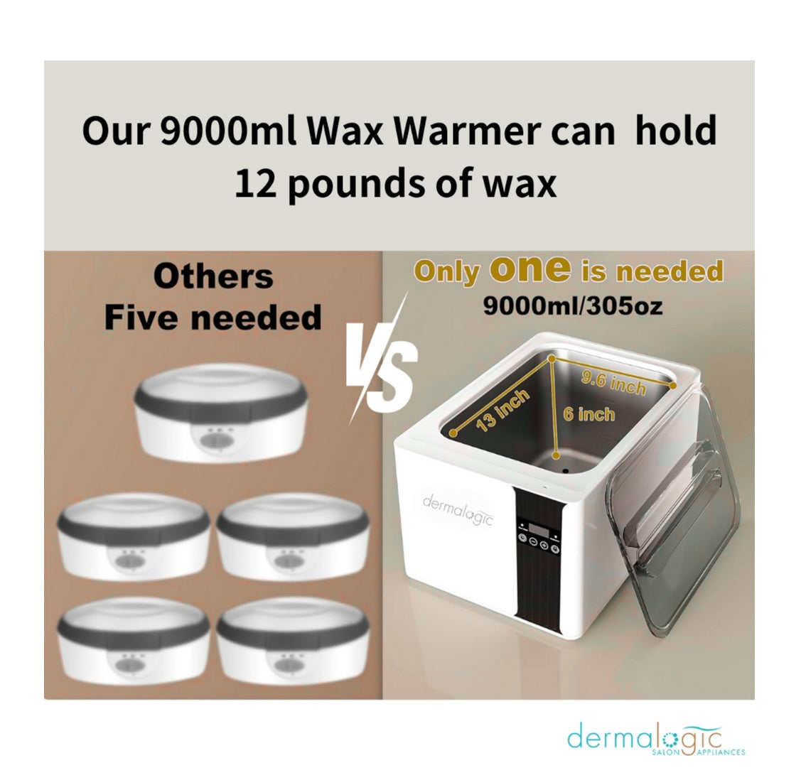 Dermalogic Digital Paraffin Wax Warmer 9000L - Professional Wax Heating Unit for Spa, Salon & Home Use - Perfect for Hand & Foot Therapy, Pain Relief & Skincare Treatments