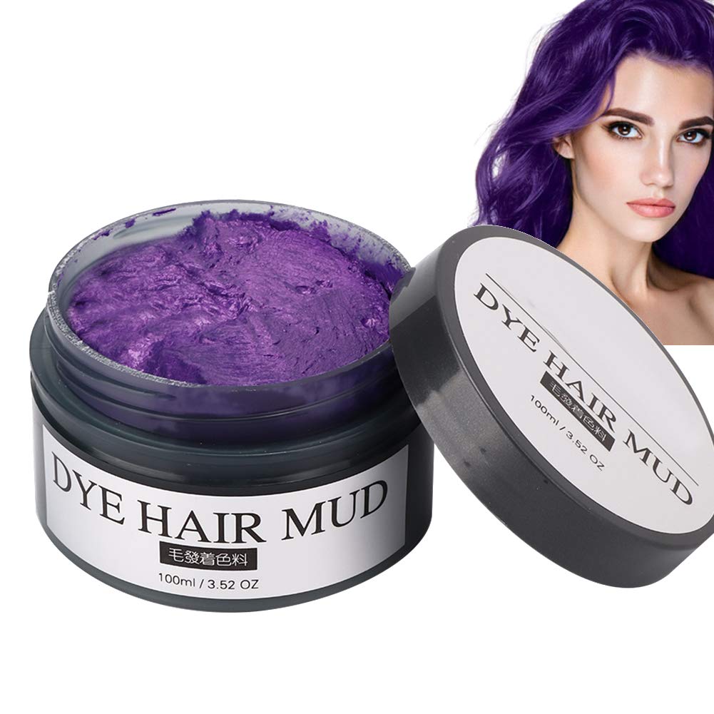 Disposable Hair Dye Mud Wax - DIY Hair Coloring Cream for Home Salon, Purple Temporary Hair Styling & Modeling Wax - Perfect for Parties, Cosplay & Creative Hairstyles