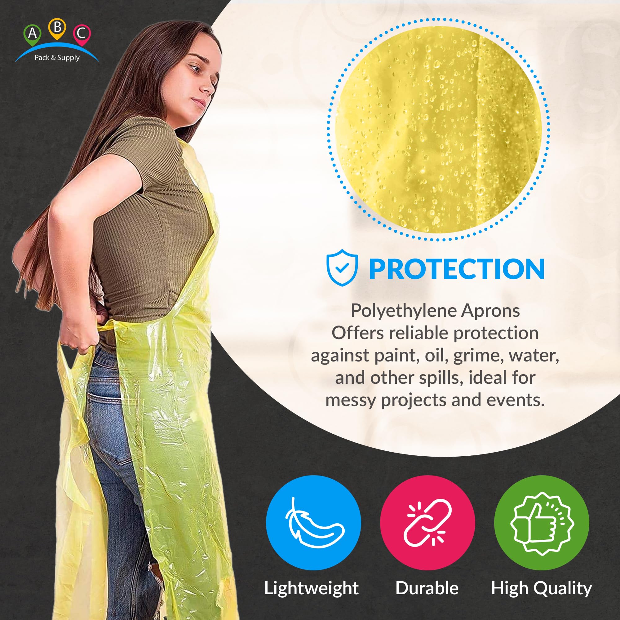 ABC PACK & SUPPLY Disposable Plastic Aprons for Adults - 28