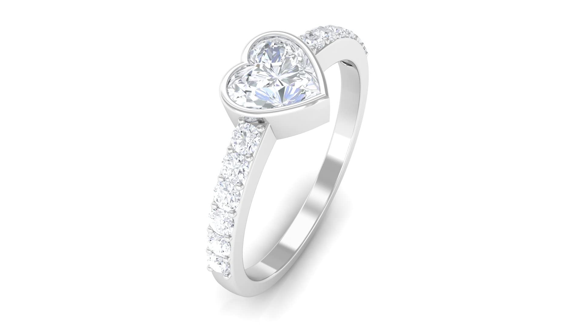 3/4 CT Moissanite Engagement Ring for Women - 14K Solid Gold Bezel Set Heart Solitaire Ring with 5.4mm Surface Prong Set Moissanite | Perfect for Valentine's Day, Anniversary Gifts & Proposal Jewelry
