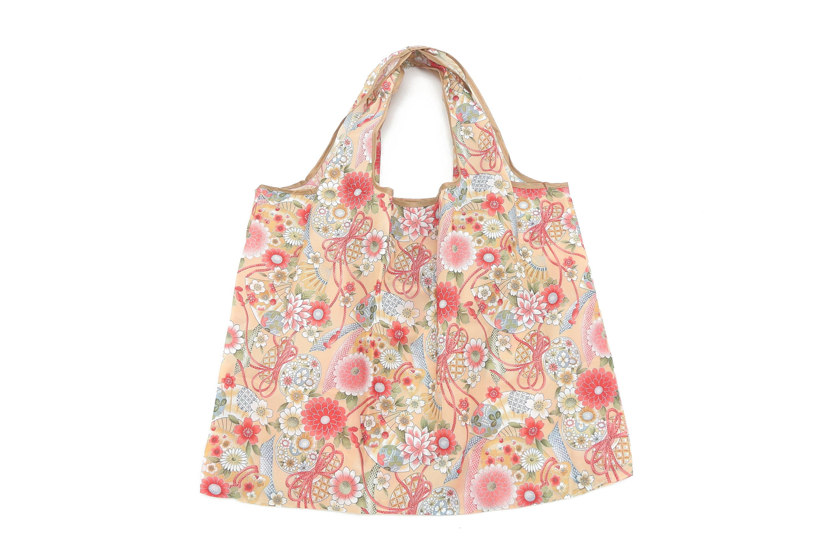 Jackie Asian Beige Foldable Tote Bag - Stylish & Portable Handbag for Travel, Shopping, and Everyday Use