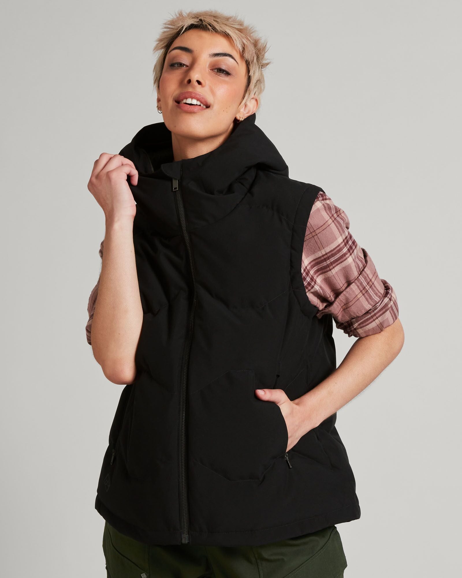 Women's Frisco X Hooded Down Vest - Lightweight Warm Winter Puffer Jacket for Outdoor Activities | Black