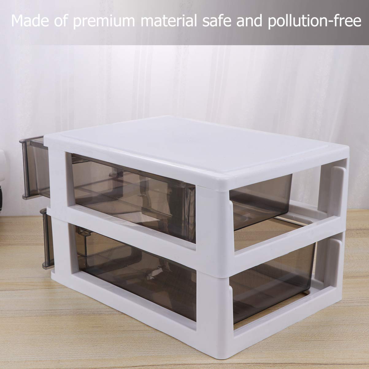 BESPORTBLE Double-Layer Plastic Storage Cabinet - Portable Multifunctional Drawer Organizer for Closet, Bedroom & Office (White Frame with Transparent Black Drawers) - Perfect for Home Organization & Small Space Storage Solutions