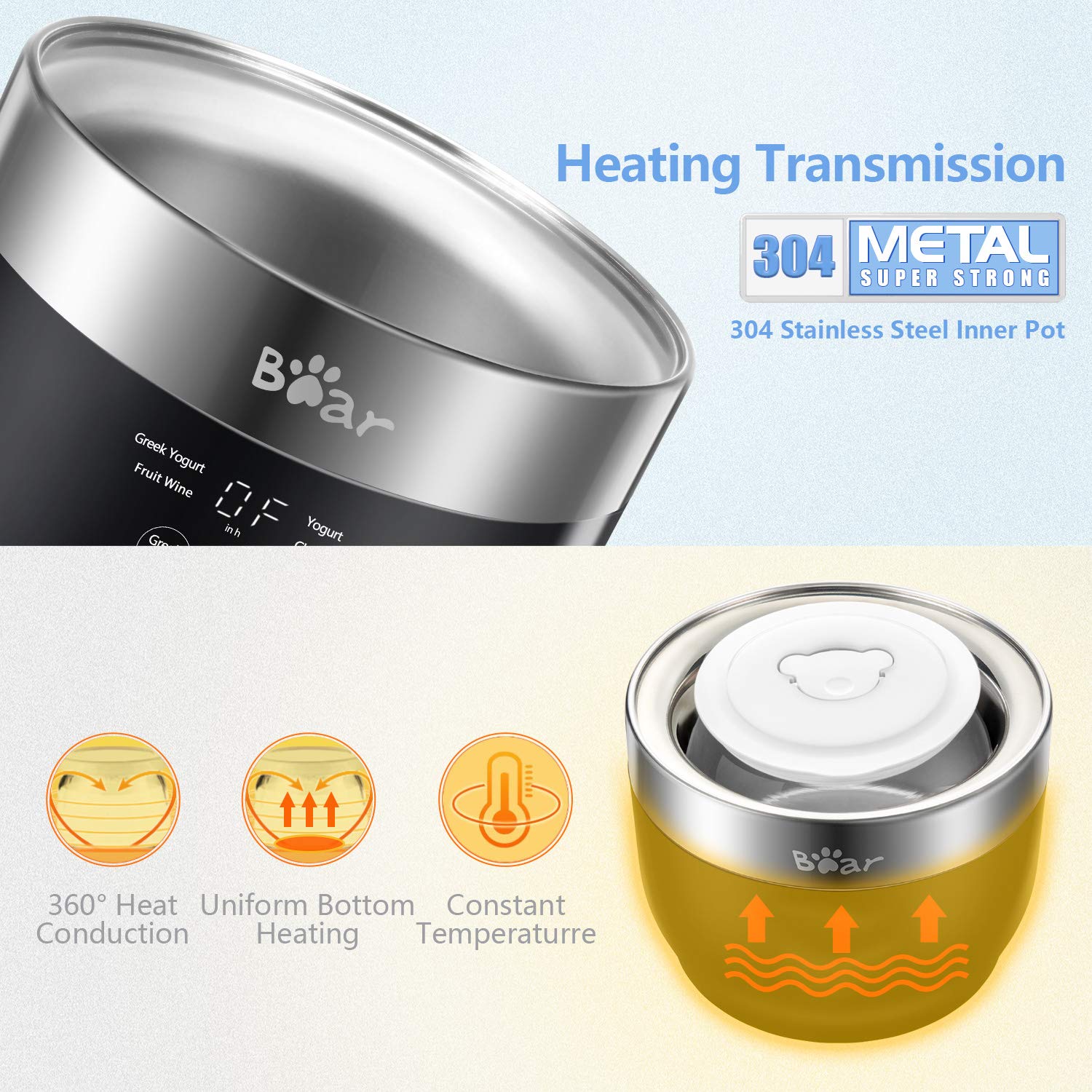 Premium Greek Yogurt Maker Machine with Strainer & Timer - Stainless Steel Inner Pot, 2 Glass Jars (1 Quart) - Automatic Digital Yogurt Maker for Homemade Organic Yogurt - Perfect for Healthy Breakfast, Snacks & Keto/Low-Carb Diets
