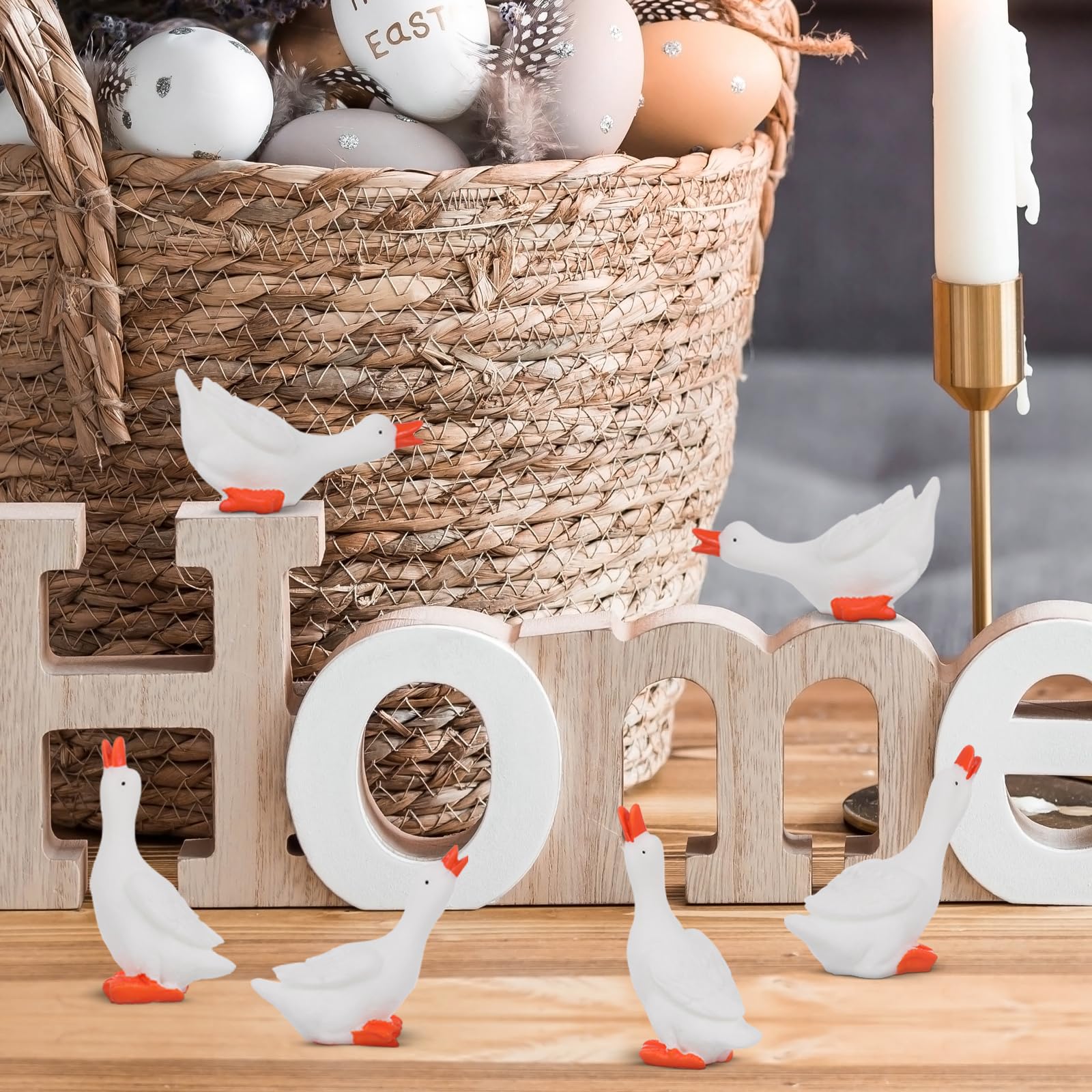 12pcs Resin White Goose Miniature Figurines - Small Animal Decor for DIY Crafts, Home Decoration, Fairy Gardens & Aquarium Accessories | Cute Resin Animal Ornaments for Tabletop Displays & Party Favors