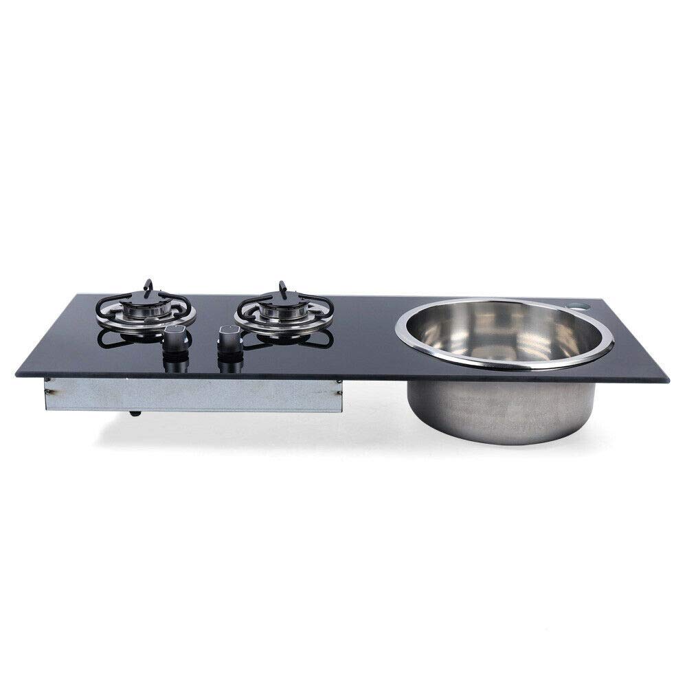 DYRABREST 2 Burner Portable Gas Camping Stove with Sink - LPG Cooktop for RV, Boat, Caravan & Motorhome (31